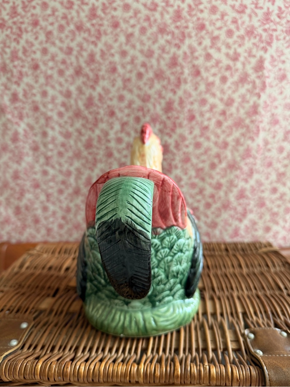 Colorful Ceramic Hen Pitcher - Yellow, Green, Pink, Blue - Picture 5 of 7